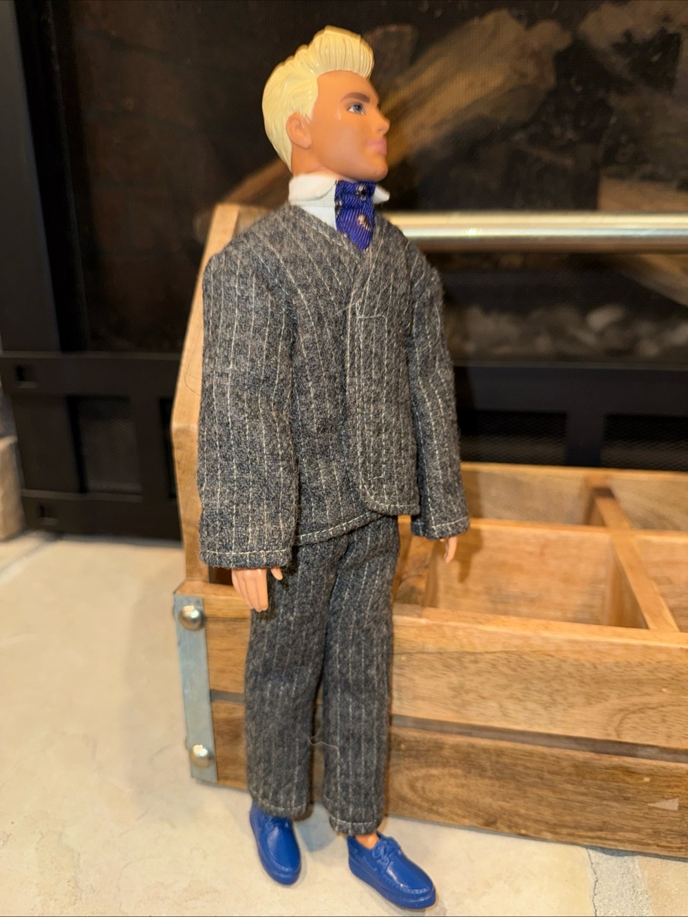 Barbie Ken Doll In Grey Suit Blue Tie And Loafers